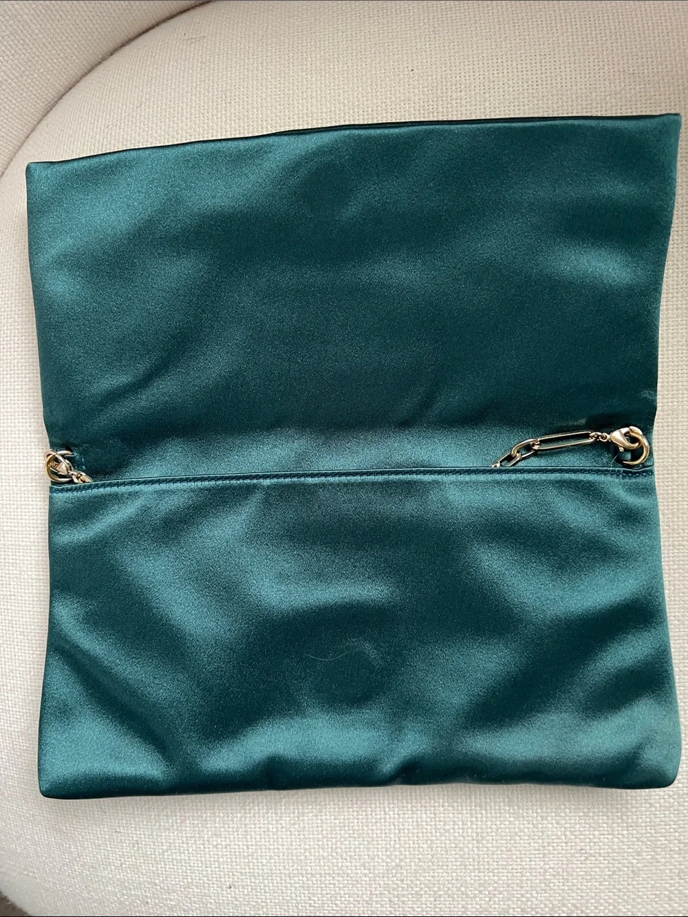 Jimmy Choo Teal Satin Crystal-Embellished Clutch